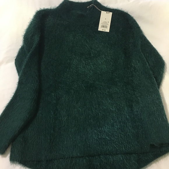 Fuzzy Long Sleeve Mock Neck Sweater Green Size S - Picture 3 of 7
